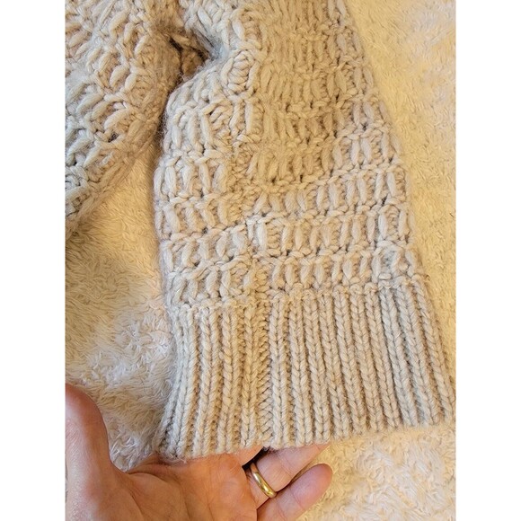 LOFT Cardigan Sweater Coat S Wool Alpaca Open Front Chunky Oversized 3/4 Sleeve - Picture 9 of 11